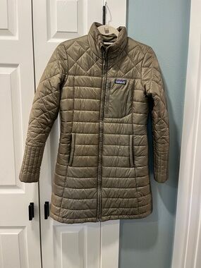 Patagonia Long Quilted Puffer Coat - Olive Green